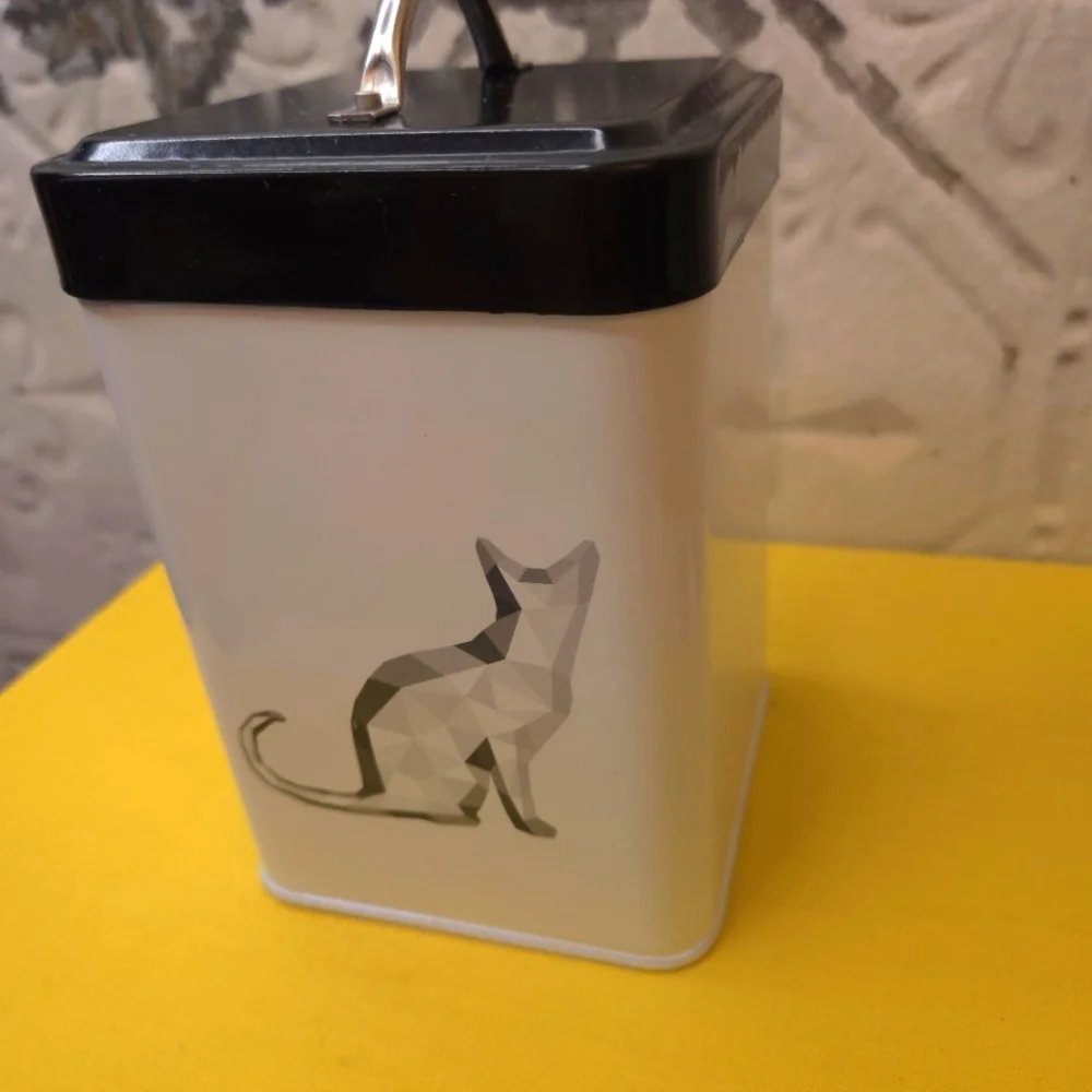 Cat Treat Storage Container in a Geometric Cat Design